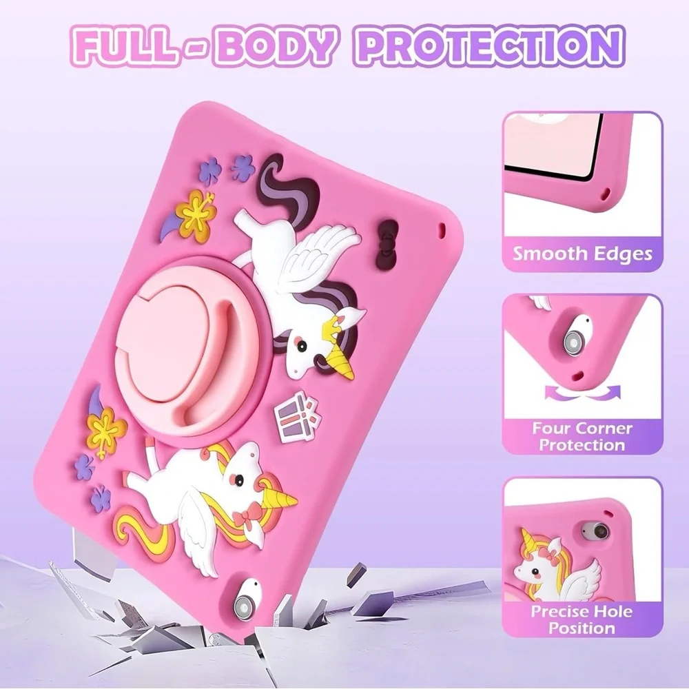 Kids iPad 11th Gen 11 Case iPad 10th 10.9 Unicorn Pink Strap Stand